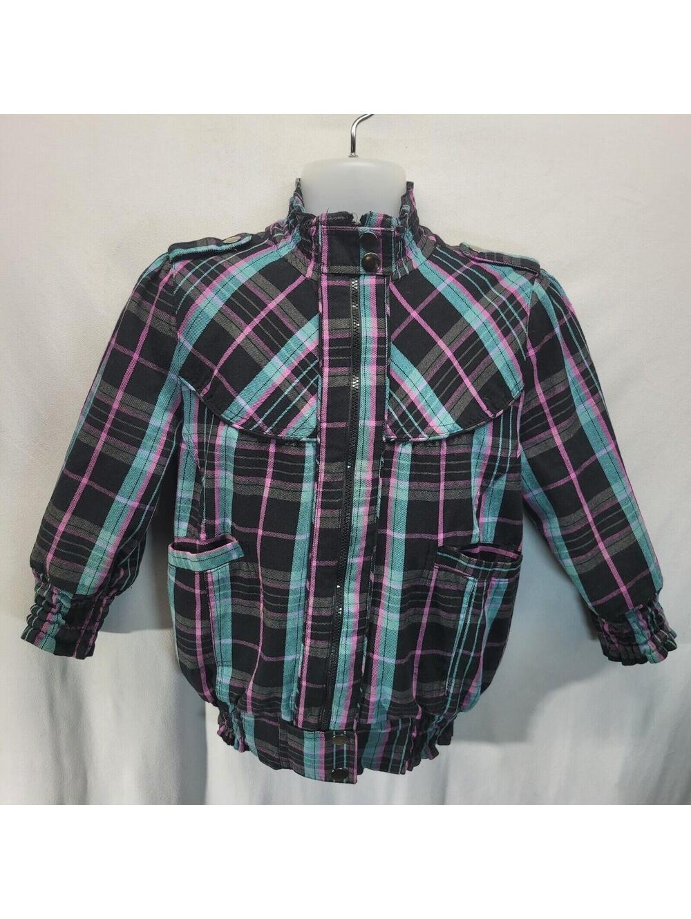 Deb Jacket 3/4 Gathered Sleeve Gathered Waist Plaid Y2K Women's Size 1XL